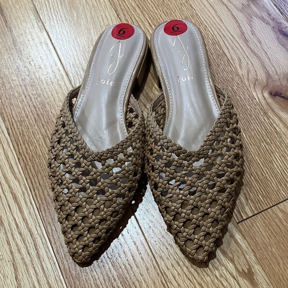 Joie Shoes - NWT Joie Tan Woven Mules